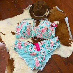 target plus size mint floral bikini 2 piece set